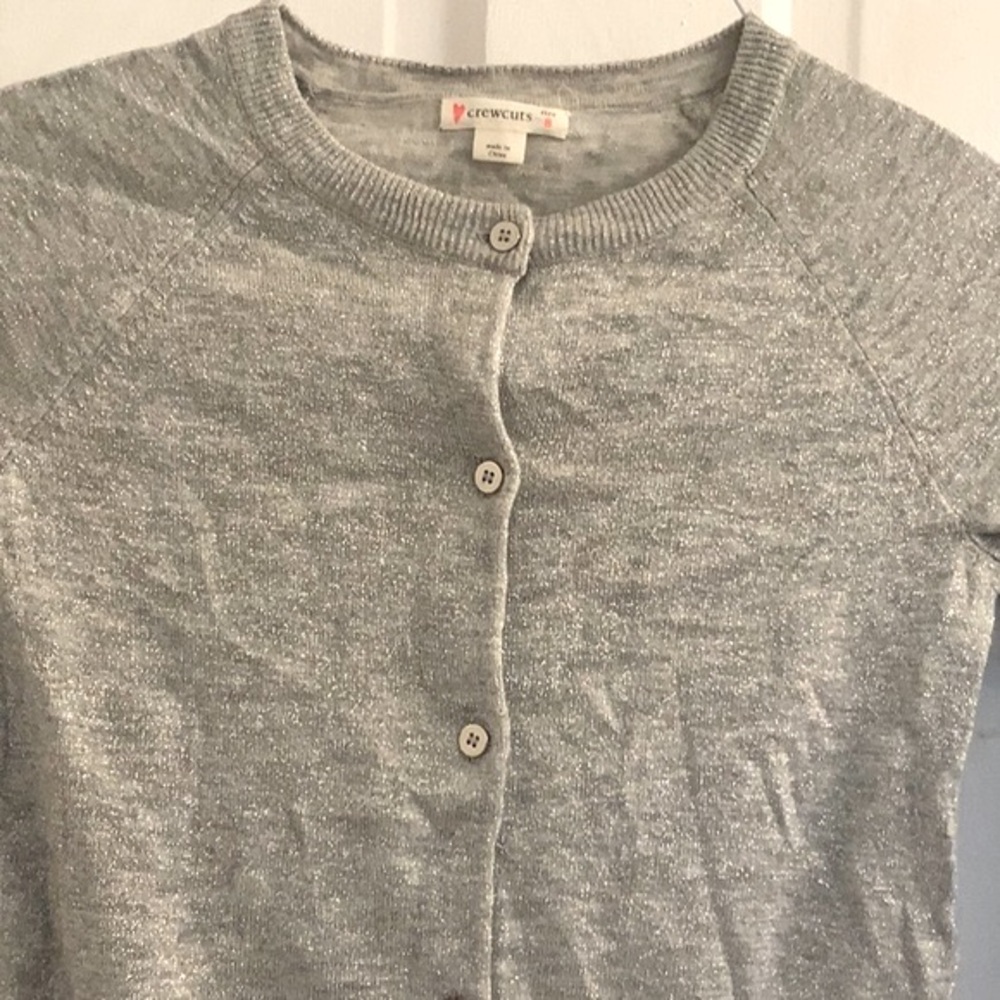 J. Crew/Crewcuts girls gray metallic cardigan in size 8